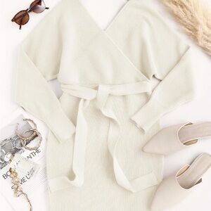 Elegant Cream Wrap Dress